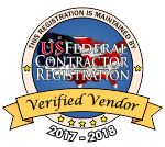 Logo for US Federal Contractor Registration System for Award Management Verified Vendor Seal